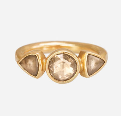 18k Yellow Gold Champagne Diamond Ring